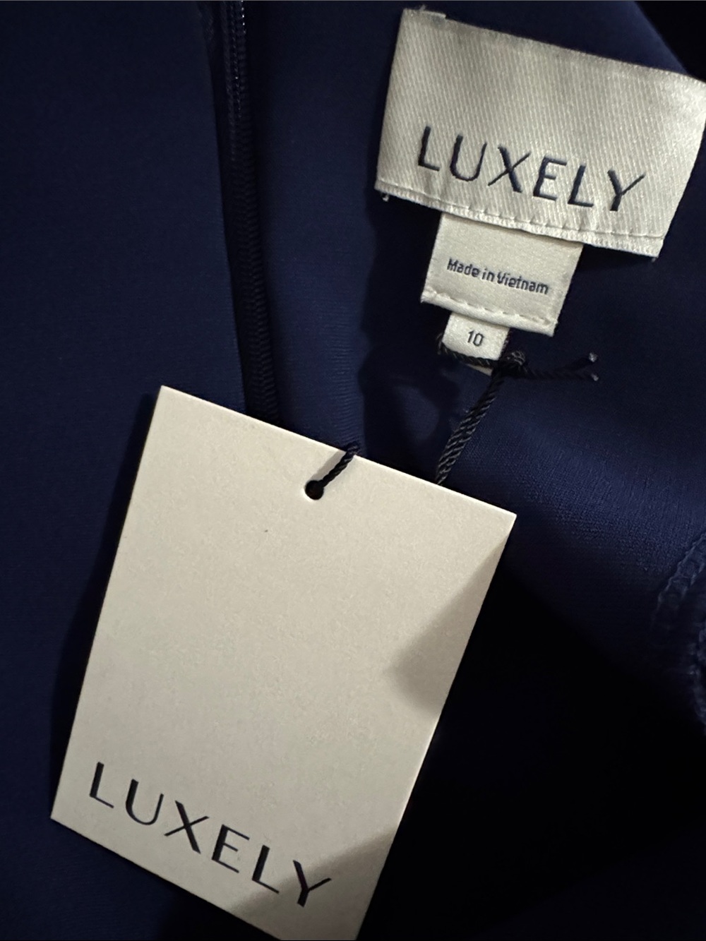 Sleeveless Navy Shift Dress with Keyhole Neck - Picture 5 of 5